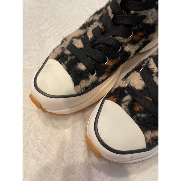 STEVE MADDEN Shaft Leopard High Sneakers 6M Platform Shearling Tan Black - Picture 3 of 8